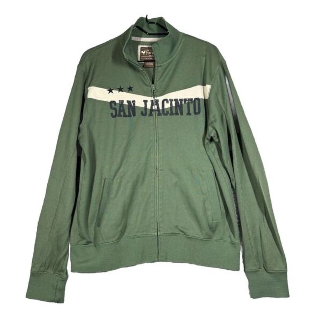 Fossil Jeans Co Track Jacket Men's Medium Green Full Zip San‎ Jacinto Pockets
